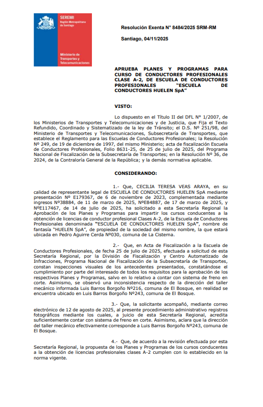 Resolución planes aprobado clase A2